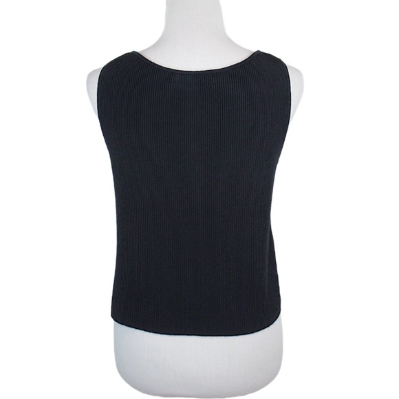 LINDA ALLARD x ELLEN TRACY Navy Cropped Ribbed V-Neck Tank Top Womens Size Large - Picture 12 of 12